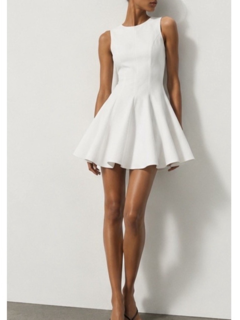 Sleeveless White Zara Fit-and-Flare Mini Dress